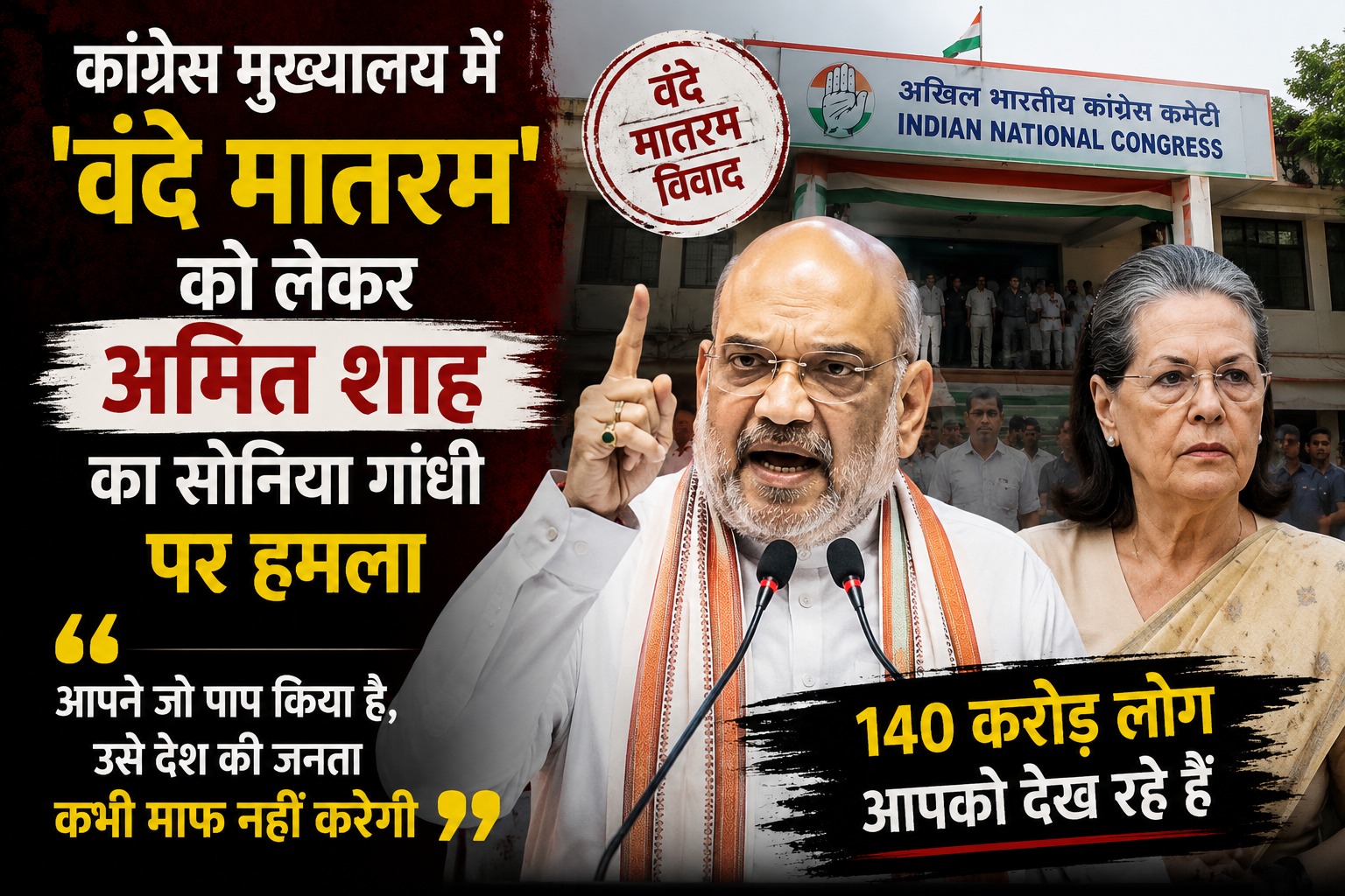 अमित शाह का सोनिया गांधी पर वंदे मातरम को लेकर हमला